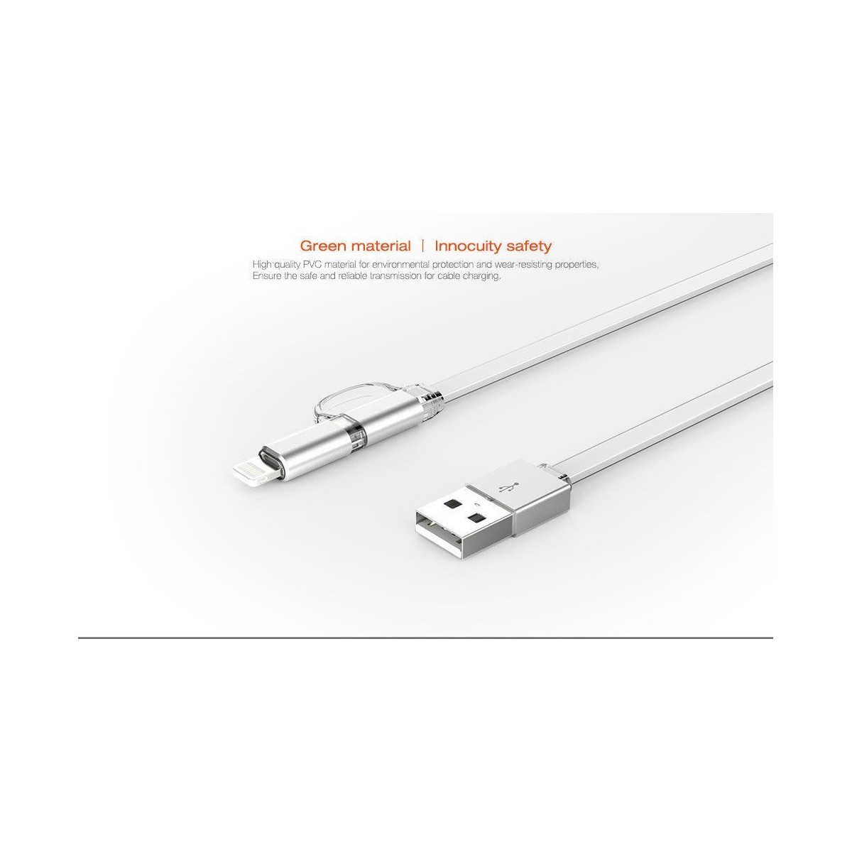 Câble 2 en 1 (Pour iPhone+Micro-USB) LDNIO LC84 Argent 1m