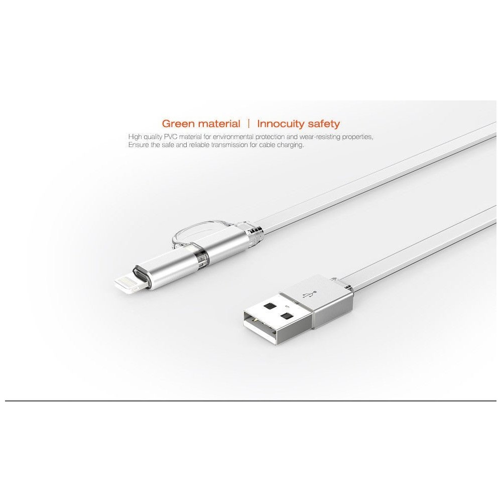 Câble 2 en 1 (Pour iPhone+Micro-USB) LDNIO LC84 Argent 1m