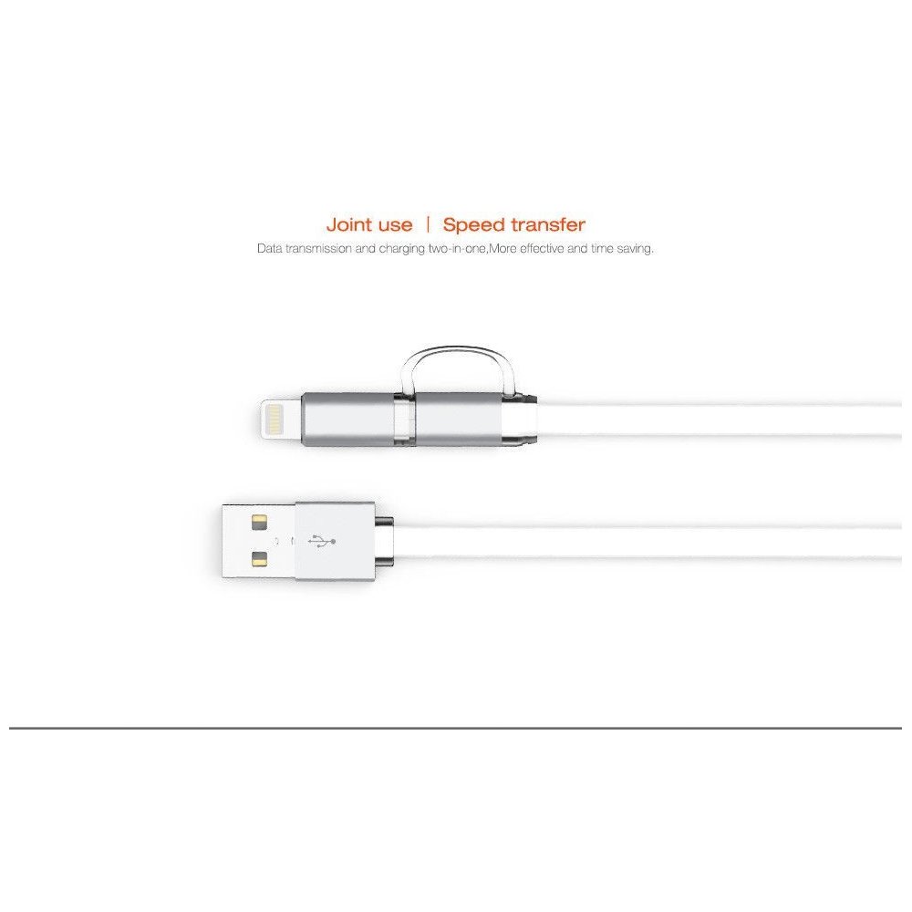 Câble 2 en 1 (Pour iPhone+Micro-USB) LDNIO LC84 Argent 1m