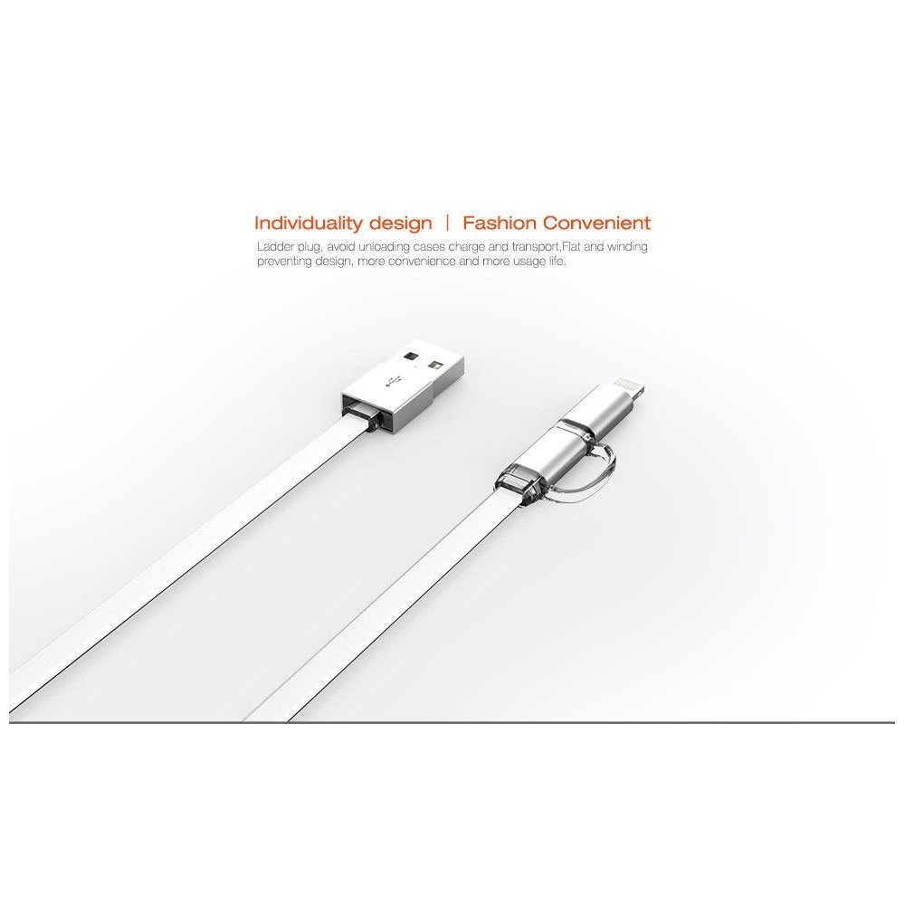 Câble 2 en 1 (Pour iPhone+Micro-USB) LDNIO LC84 Argent 1m