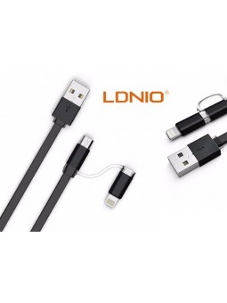 Câble 2 en 1 (Lighting+Micro-USB) LDNIO LC84 Noir 1m