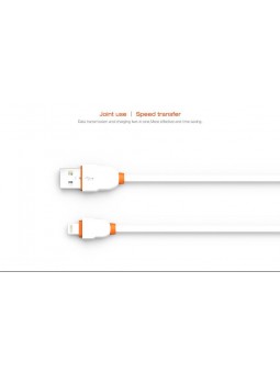 Câble Rond Lighting LDNIO LS02I Blanc-Orange 2m iPhone 5/6/7/6s/6s Plus/8/8 Plus