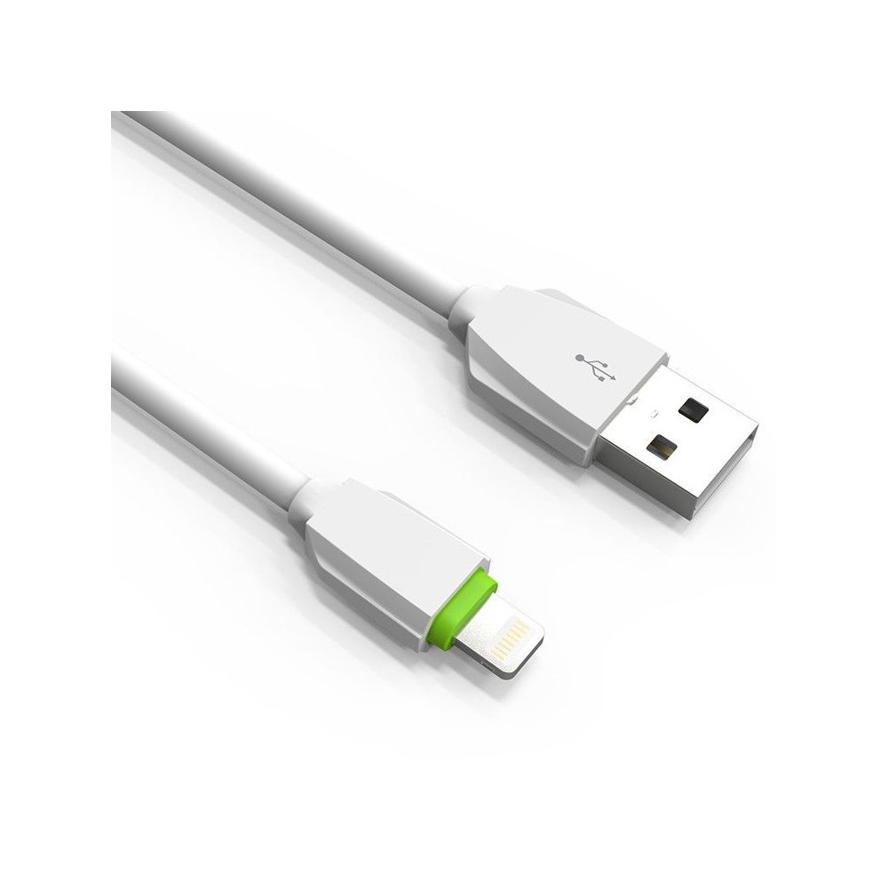 Câble Rond Pour iPhone LDNIO LS07I Blanc-Vert 1m iPhone 5/6/7/7 Plus/8/8 Plus/X