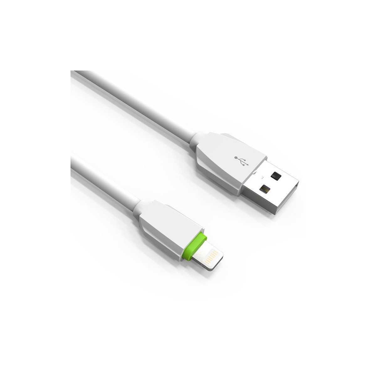 Câble Rond Pour iPhone LDNIO LS07I Blanc-Vert 1m iPhone 5/6/7/7 Plus/8/8 Plus/X