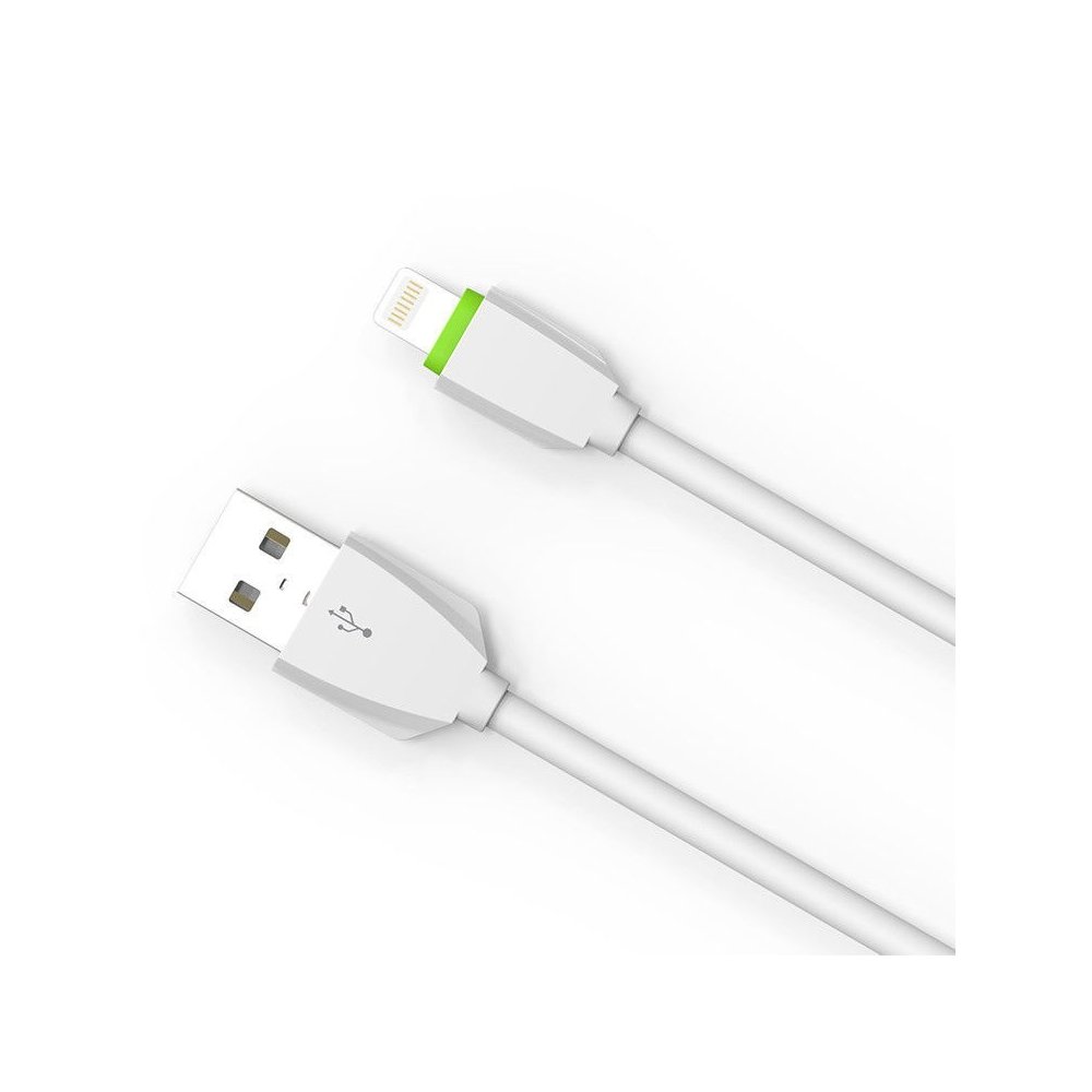 Câble Rond Pour iPhone LDNIO LS07I Blanc-Vert 1m iPhone 5/6/7/7 Plus/8/8 Plus/X