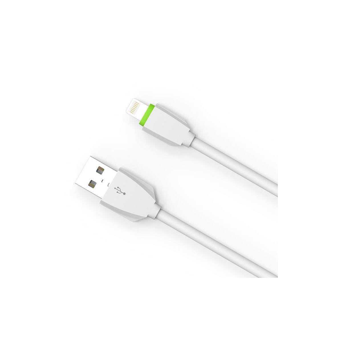 Câble Rond Pour iPhone LDNIO LS07I Blanc-Vert 1m iPhone 5/6/7/7 Plus/8/8 Plus/X