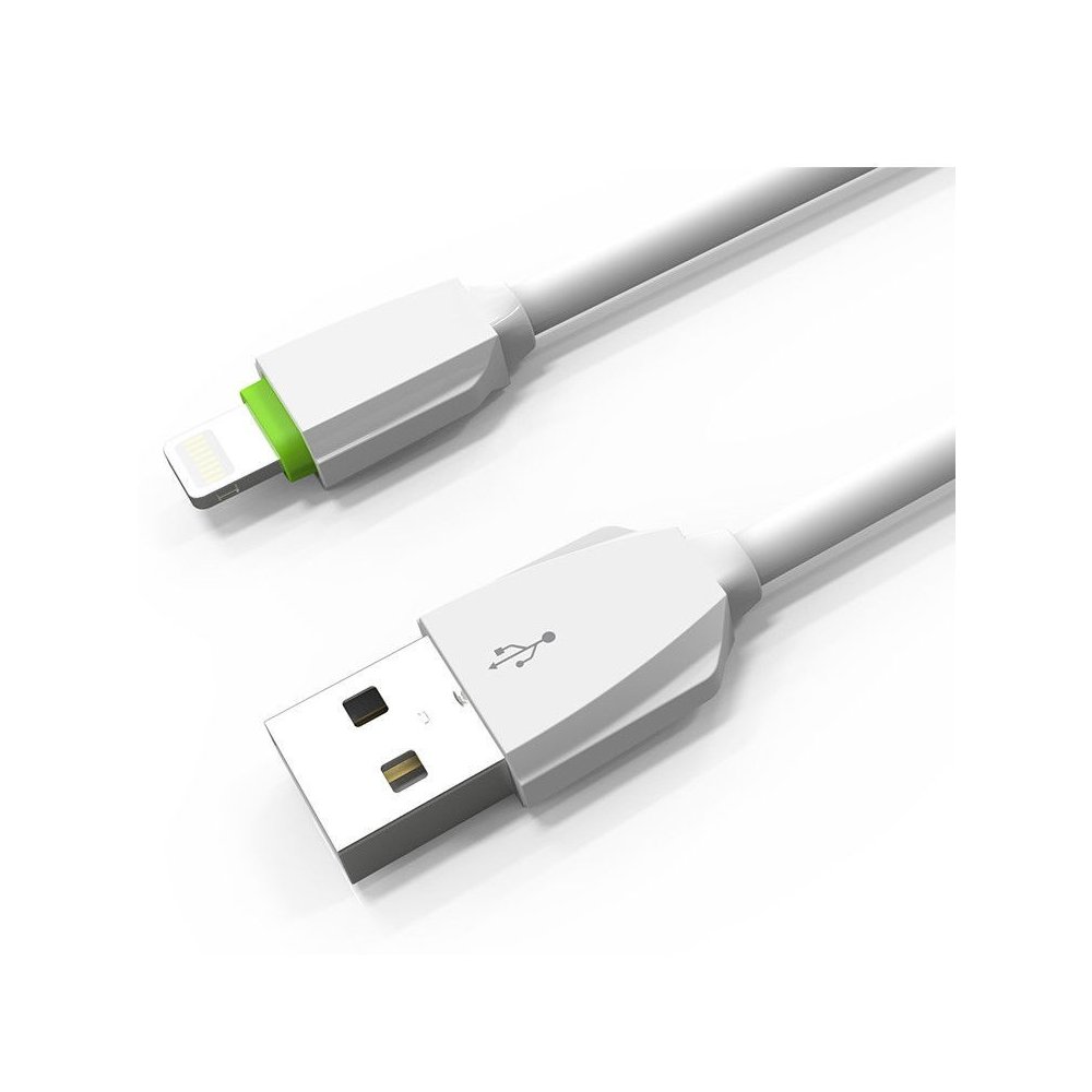 Câble Rond Pour iPhone LDNIO LS07I Blanc-Vert 1m iPhone 5/6/7/7 Plus/8/8 Plus/X