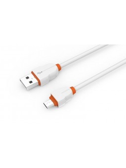 Câble Rond Micro-USB LDNIO LS02S Blanc-Orange 2m