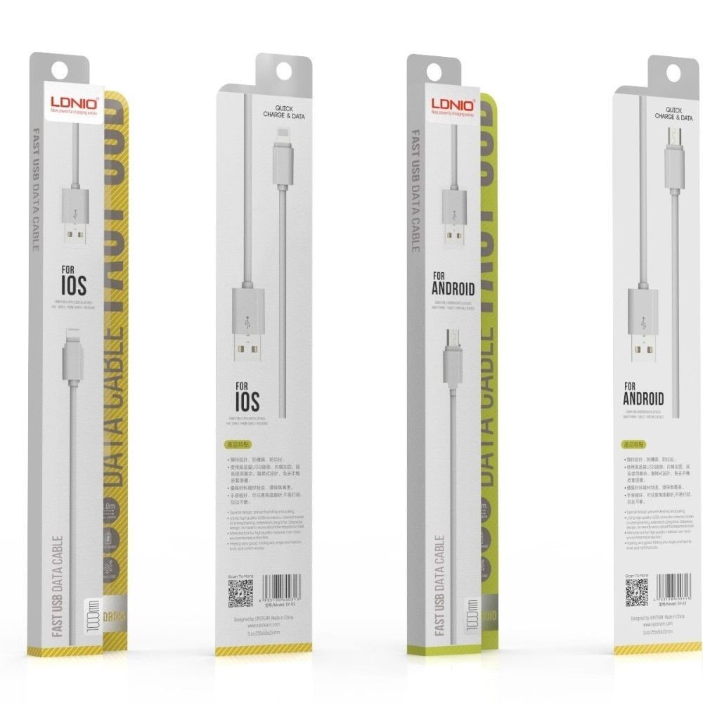 Câble Rond Micro-USB LDNIO SY-03S Blanc 1m