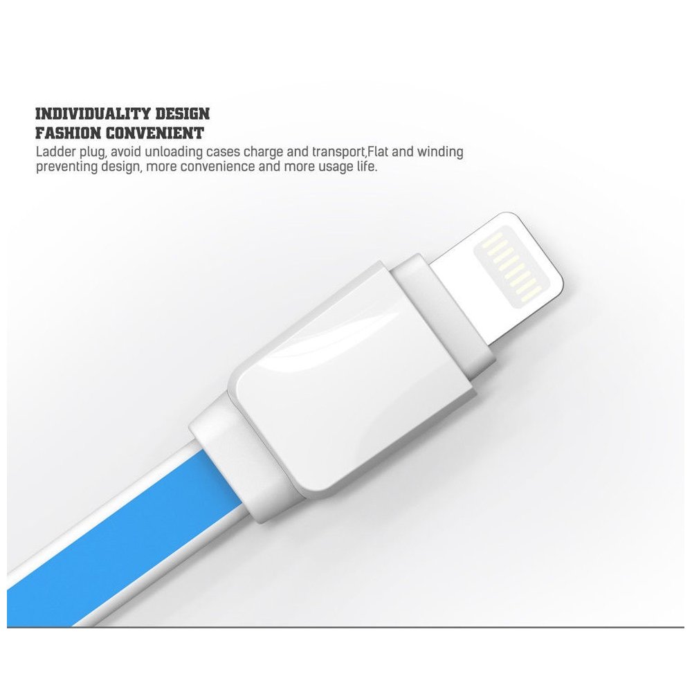 Câble Slim LDNIO XS-07AI Bleu 1m compatible iPhone 5/6/7/7Pus/8/8 Plus/X/6s