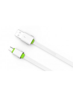 Câble Slim Micro-USB LDNIO LS01S Blanc-Vert 2m