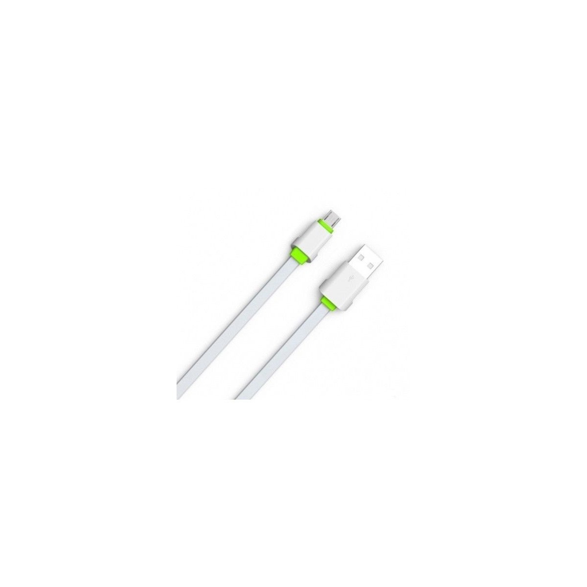 Câble Slim Micro-USB LDNIO LS01S Blanc-Vert 2m