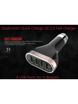 Chargeur de voiture LDNIO C701QS 4 Ports USB, 6.6A avec Câble Micro-USB