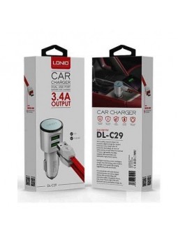 Chargeur de voiture LDNIO DL-C29I 2 Ports USB, 3.4A avec Câble Lighting