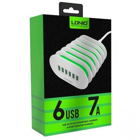 Chargeur Mural 6 Ports USB LDNIO A6702 7A
