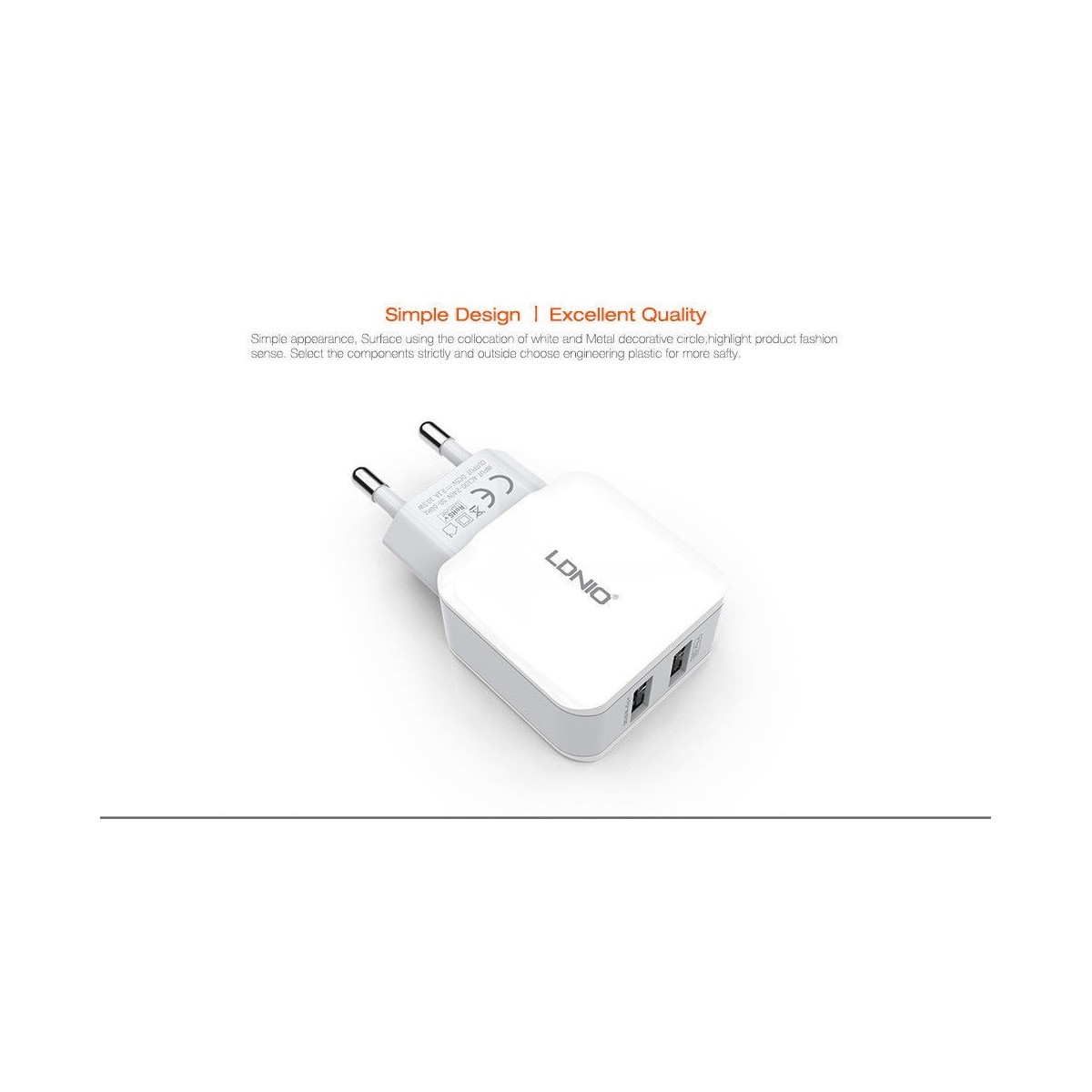 Chargeur Secteur 2 Ports USB LDNIO A2202 2.4A