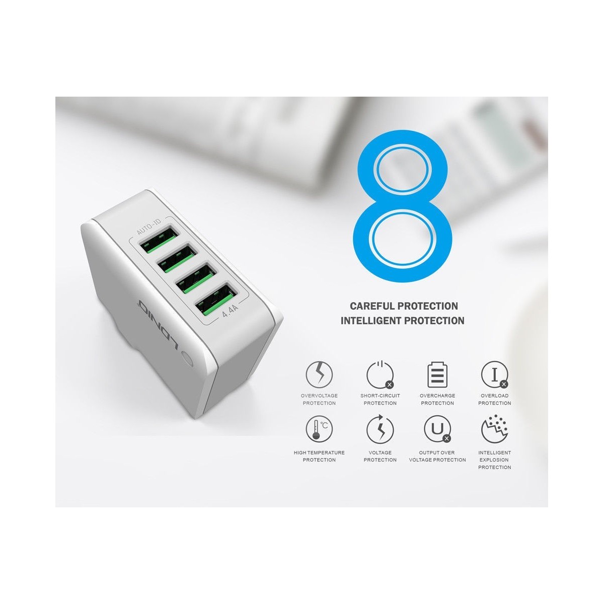 Chargeur Secteur 4 Ports USB LDNIO A4403 4.4A