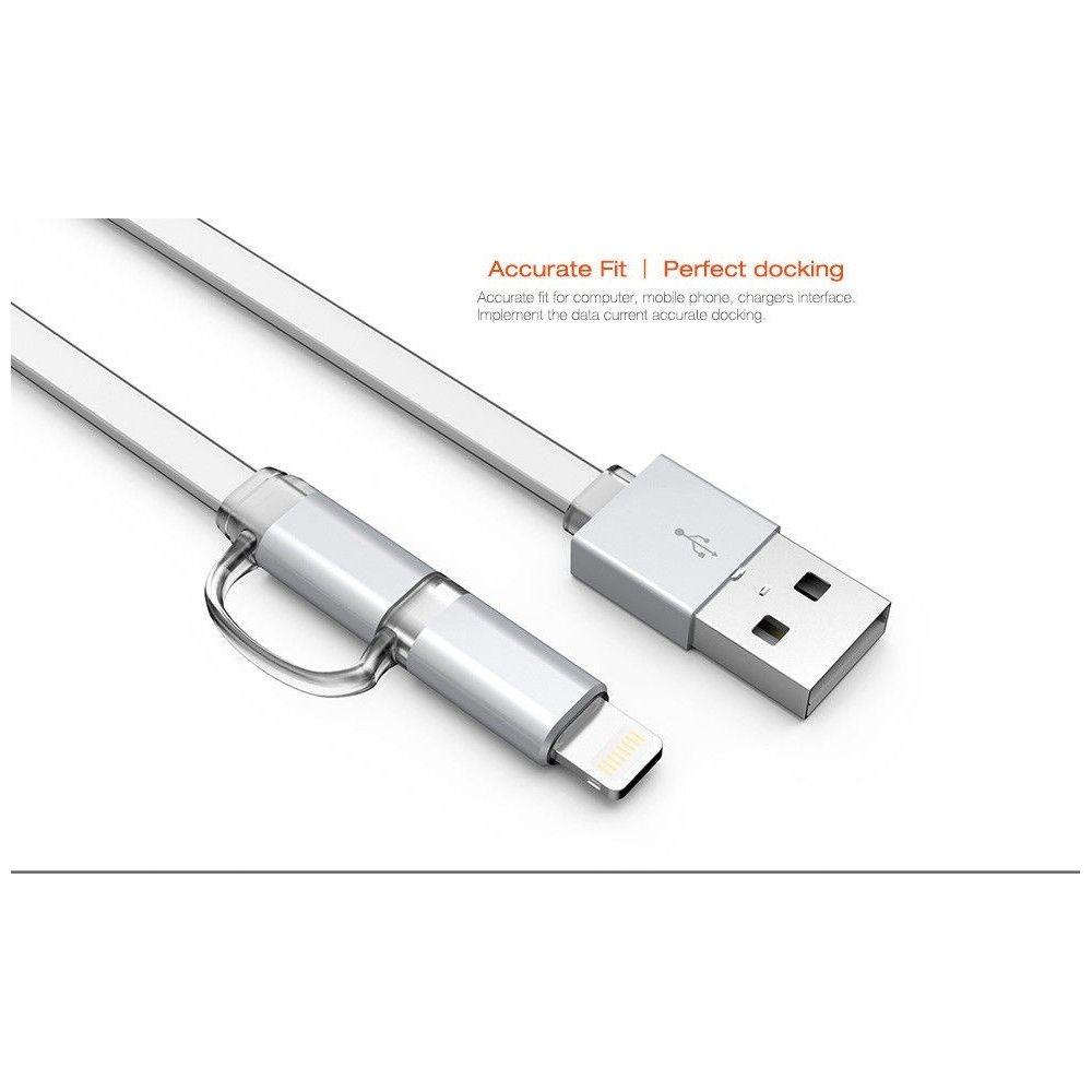 Câble 2 en 1 (Pour iPhone+Micro-USB) LDNIO LC84 Argent 1m