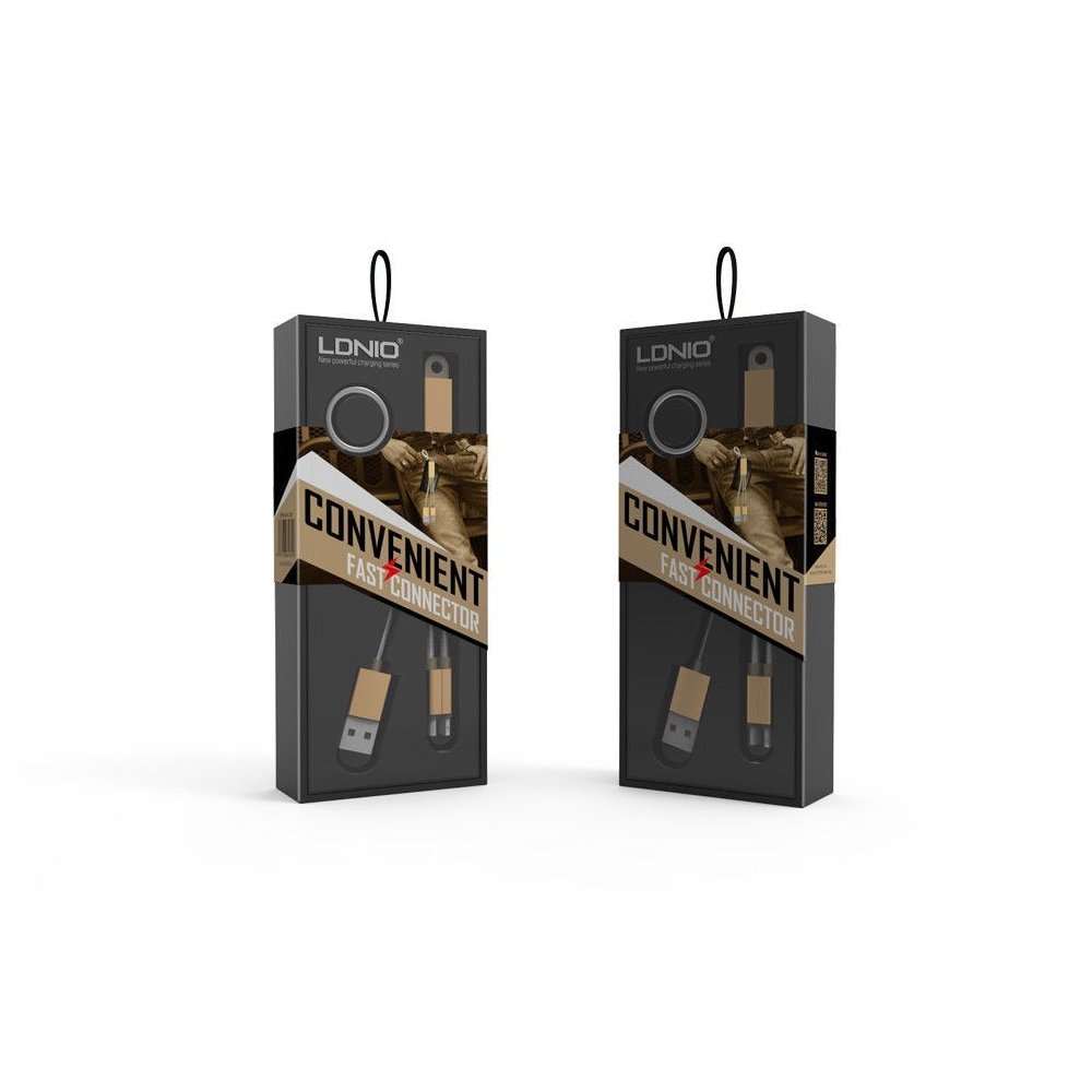 Câble 2 en 1 (Pour iPhone+Micro-USB) LDNIO LC89 Or 2.6cm