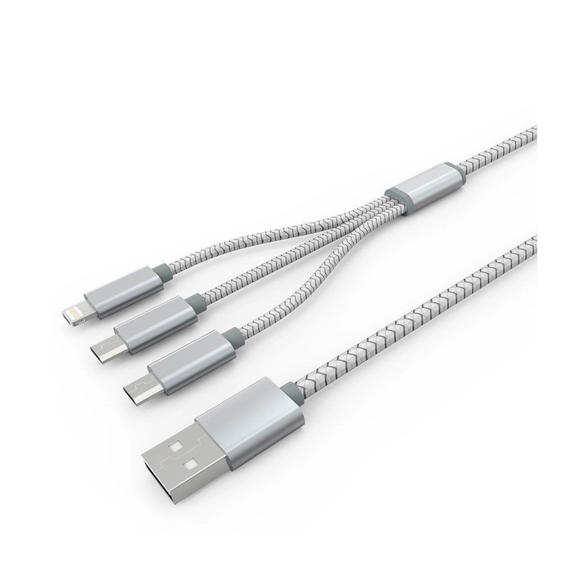 Câble 3 en 1 (Lighting+Micro-USB+Micro-USB) LDNIO LC85 Argent 1,2m