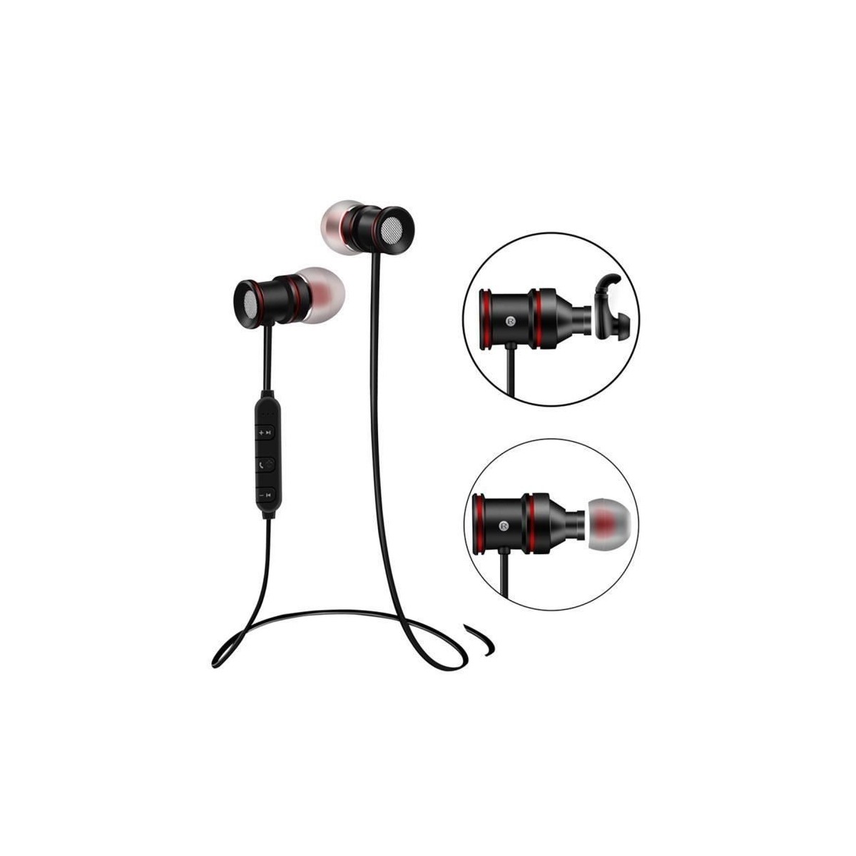 Écouteurs Sport Earphone Headphone Sans fil stéréo XT-6 Noir