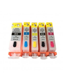 5 Cartouches Rechargeables pour Canon PGI-520 CLI-521