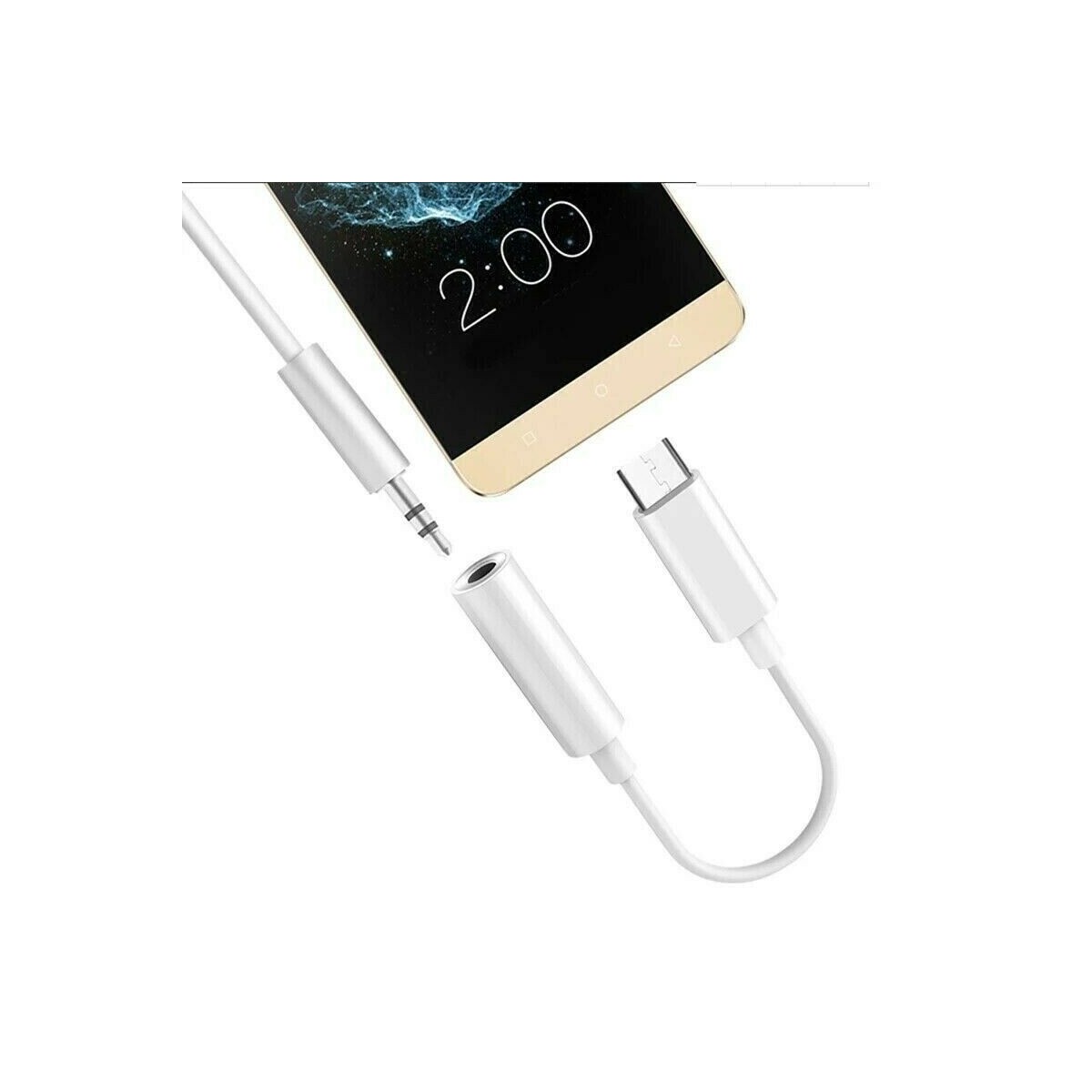 Adaptateur Type-C vers Jack 3.5mm Audio Smartphone Blanc