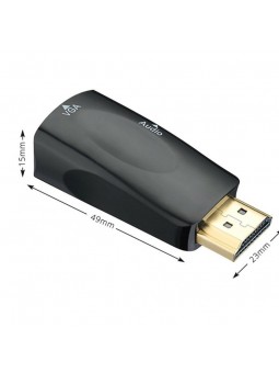 Adaptateur HDMI Mâle vers VGA Femelle Audio Vidéo Câble Convertisseur 1080P Noir