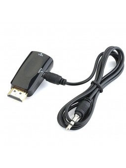 Adaptateur HDMI Mâle vers VGA Femelle Audio Vidéo Câble Convertisseur 1080P Noir