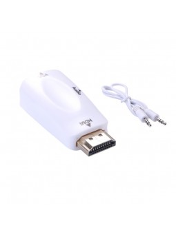 Adaptateur HDMI Mâle vers VGA Femelle Audio Vidéo Câble Convertisseur 1080P Blanc