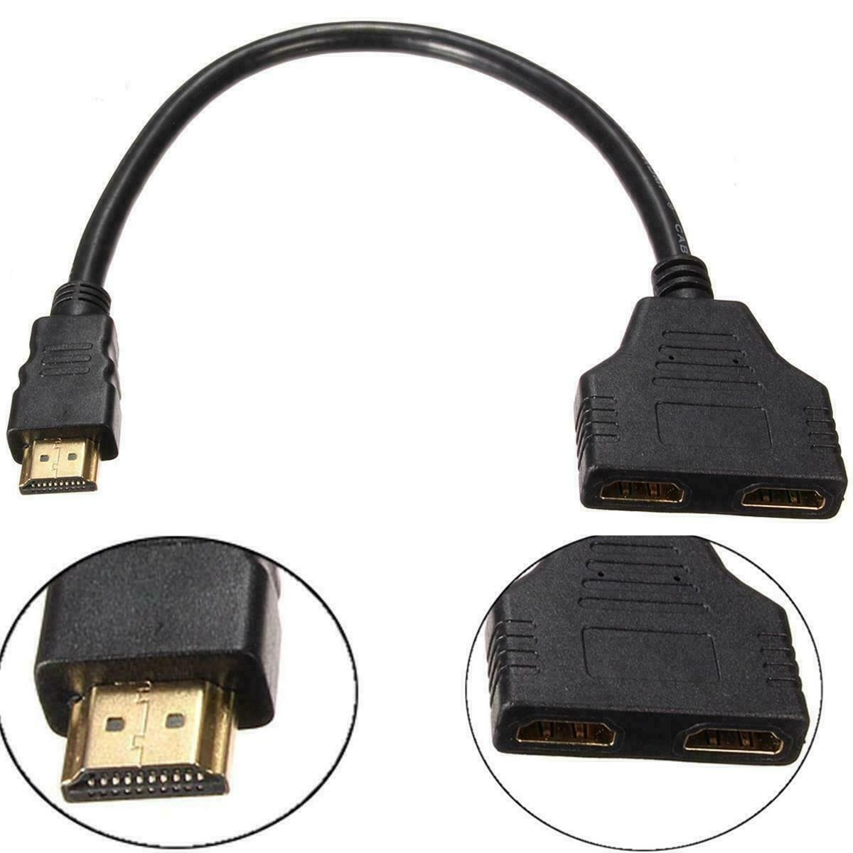 Adaptateur 2 ports Cable HDMI 1080P Gold 3D FULL HD