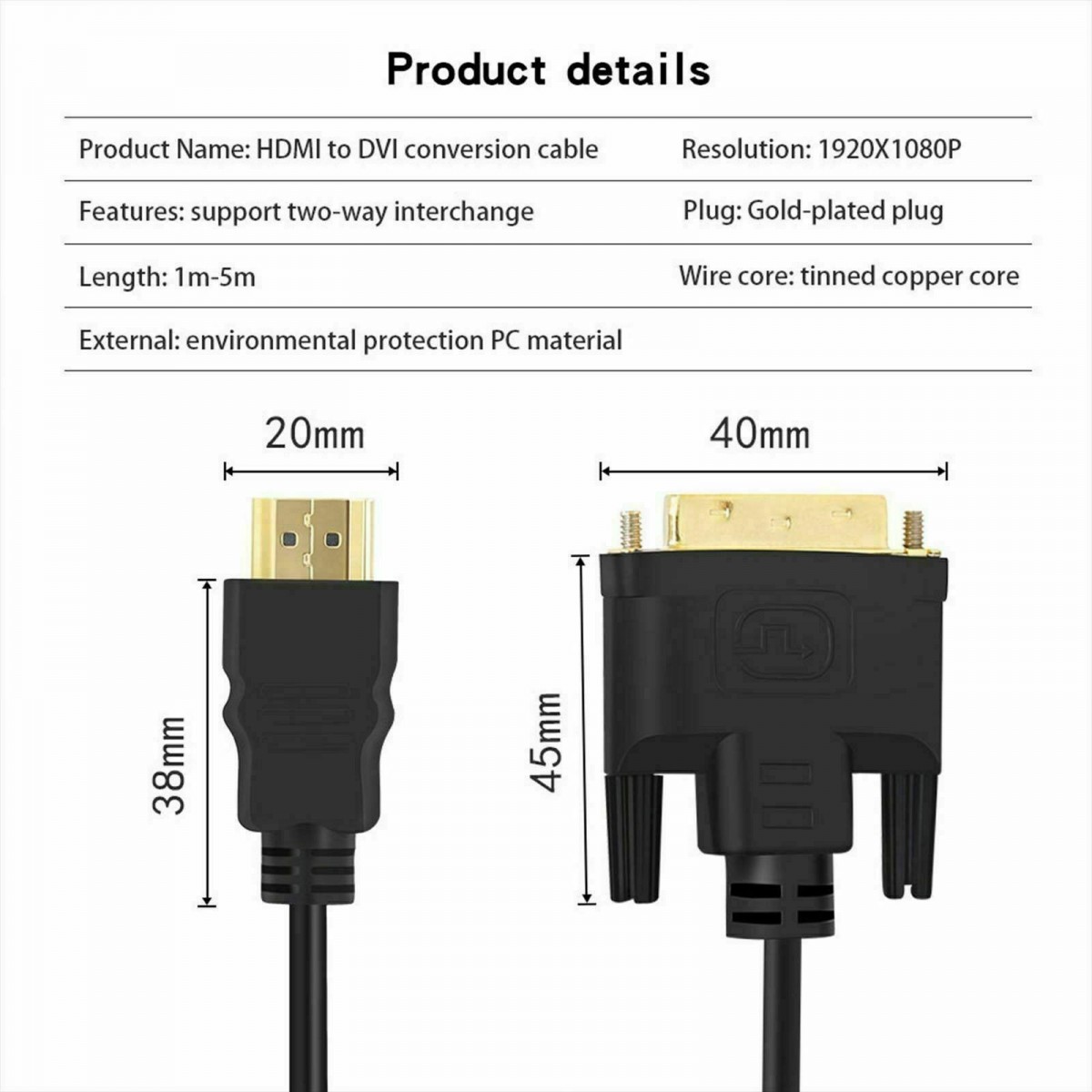 Câble HDMI High Speed Connecteur HDMI - DVI-D 24+1p Mâle  1.8m Noir