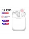 Écouteurs blanc sans fil bluetooth TWS i12