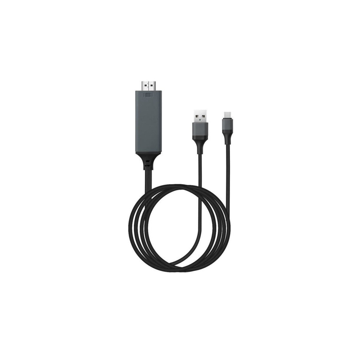 Câble Adaptateur Type-C vers HDMI Noir 2 M Ultra HD 1080P 4K + USB