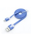 Câble chargeur plat 1m Micro usb Bleu