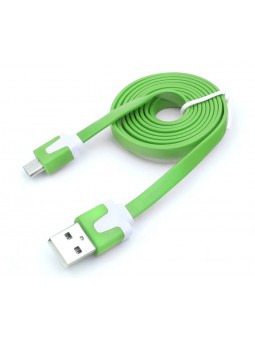 Câble chargeur plat 1m Micro usb Vert