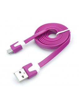 Câble chargeur plat 1m Micro usb Magenta