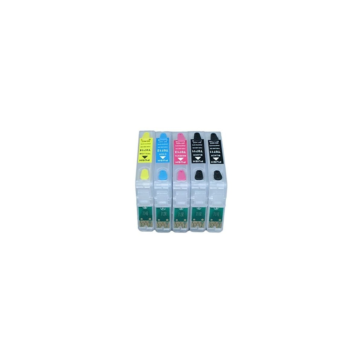 5 Cartouches rechargeables Epson T0711H+T1002/T1003/T1004 (série Guépard)