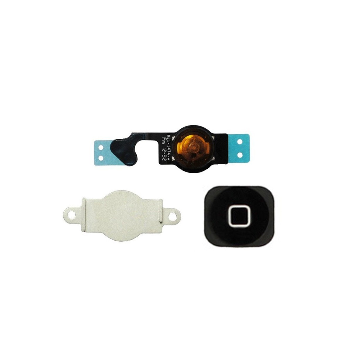 Bouton home Noir + Nappe + Membranne + Support Métalique iPhone 5