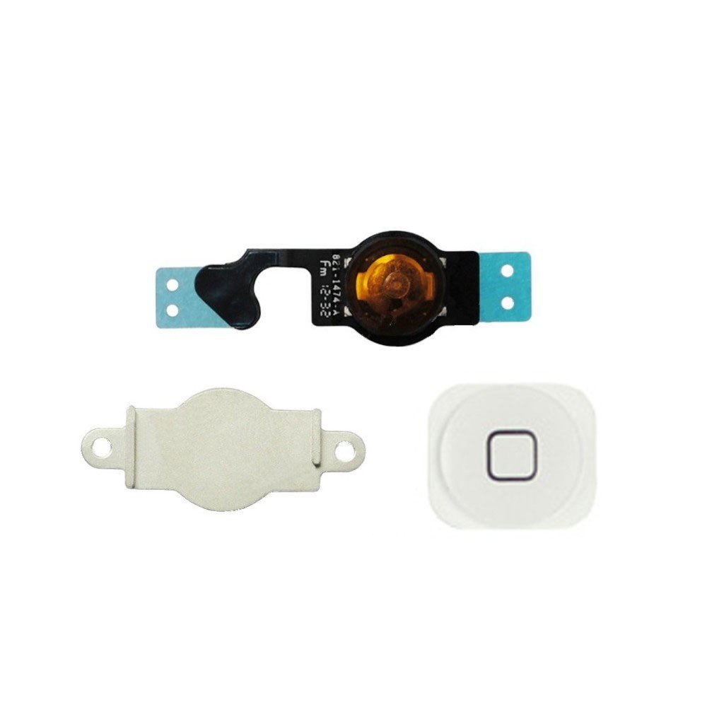 Bouton home Blanc + Nappe + Membranne + Support Métalique iPhone 5