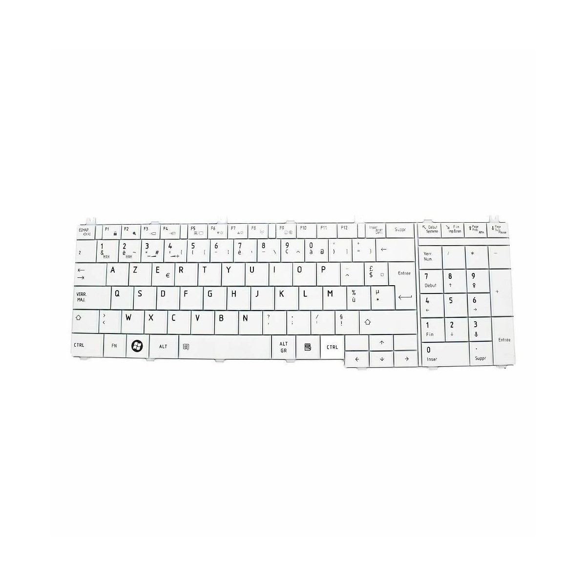 Clavier Français compatible Toshiba Satellite Pro C670 NSK-TN00F Blanc