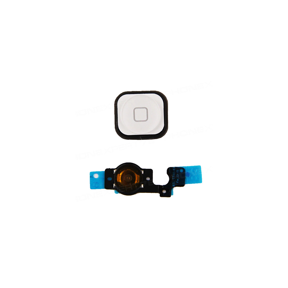 BOUTON HOME COMPLET AVEC NAPPE FLEX ET MEMBRANE IPHONE 5C BLANC