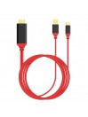 Câble Adaptateur Type-C vers HDMI Rouge 2 M Ultra HD 1080P 4K + USB