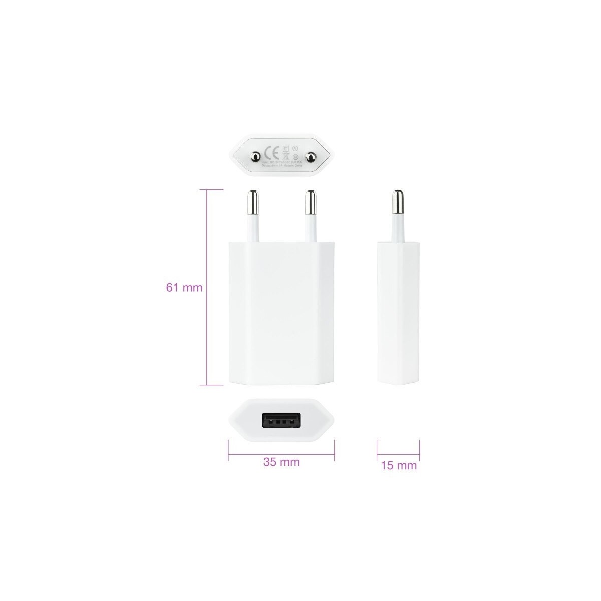 Chargeur Secteur USB compatible avec iPhone