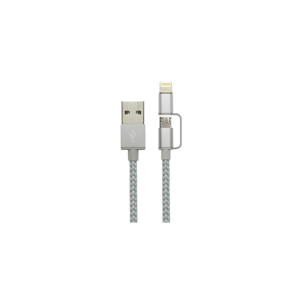 Câble 2 en 1 (Pour iPhone+Micro-USB) LDNIO LC84 Argent 1m