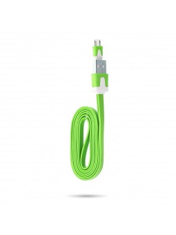 Câble chargeur plat 1m Micro usb Vert