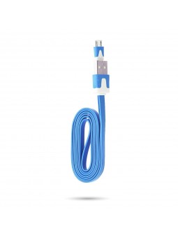 Câble chargeur plat 1m Micro usb Bleu