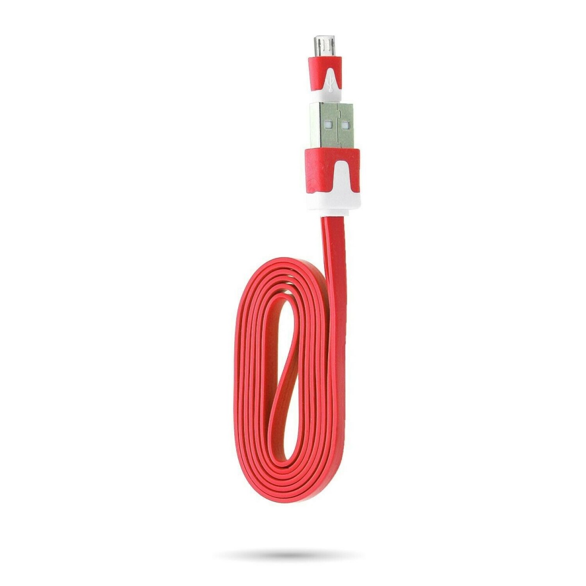 Câble chargeur plat 1m Micro usb Rouge