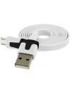 Câble chargeur plat 1m Micro usb Blanc