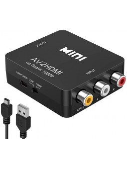 Adaptateur RCA vers HDMI, Adaptateur vidéo Mini AV vers HDMI compatible 1080P AV2HDMI Noir